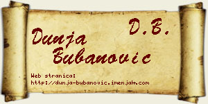 Dunja Bubanović vizit kartica